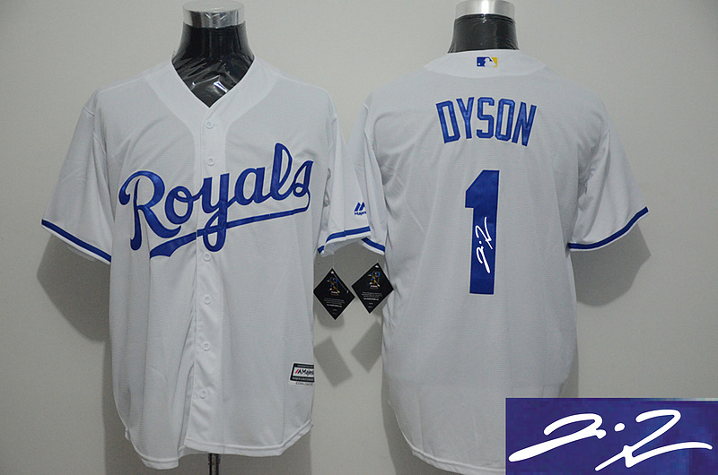 Royals 1 Jarrod Dyson White Signature Edition New Cool Base Jersey